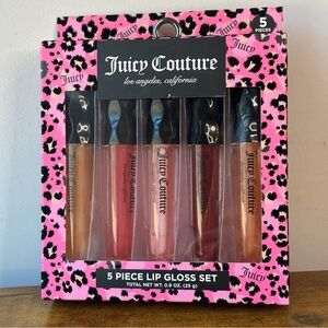 New Juicy Couture 5 Pck Lip Gloss Set Makeup Cosmetic Pink Red Fragrance Hydrate